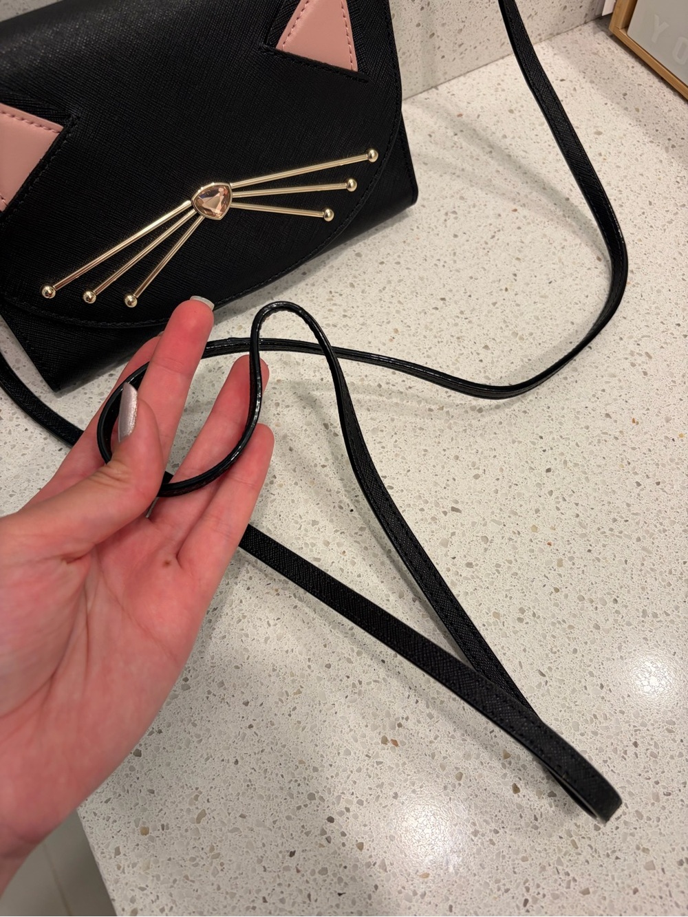KATE SPADE Winni Jazz Things Up Black Cat Kitty Crossbody Wallet Bag Gold Chain - Picture 8 of 12